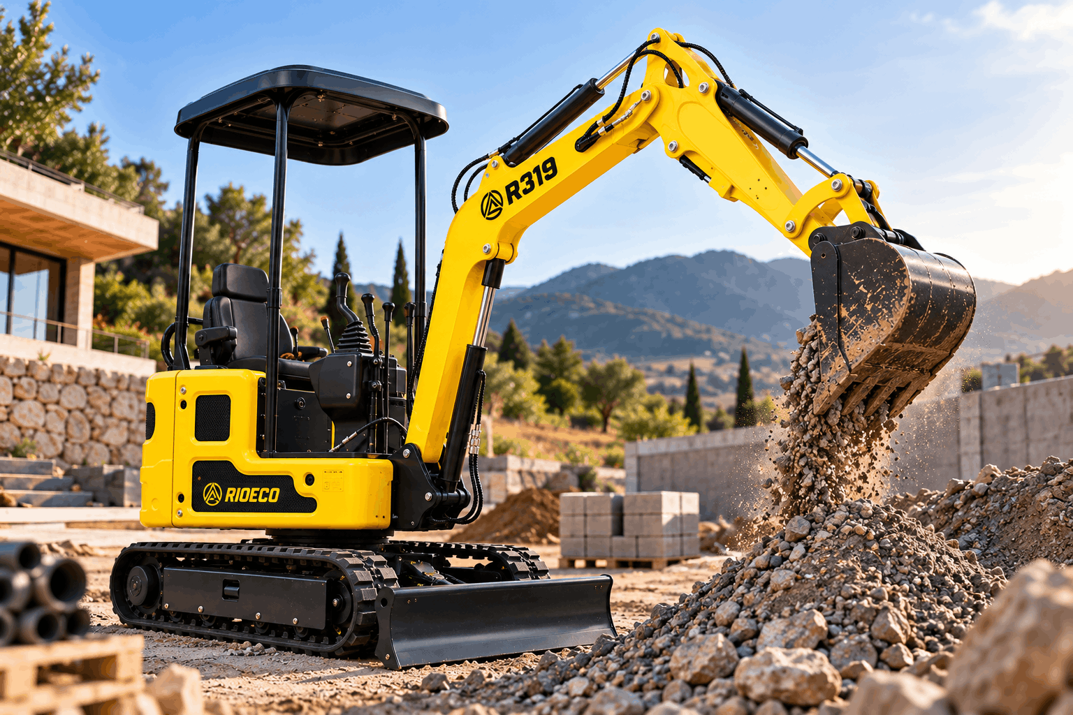 Miniexcavadora profesional distribuida por MaquinariaVR