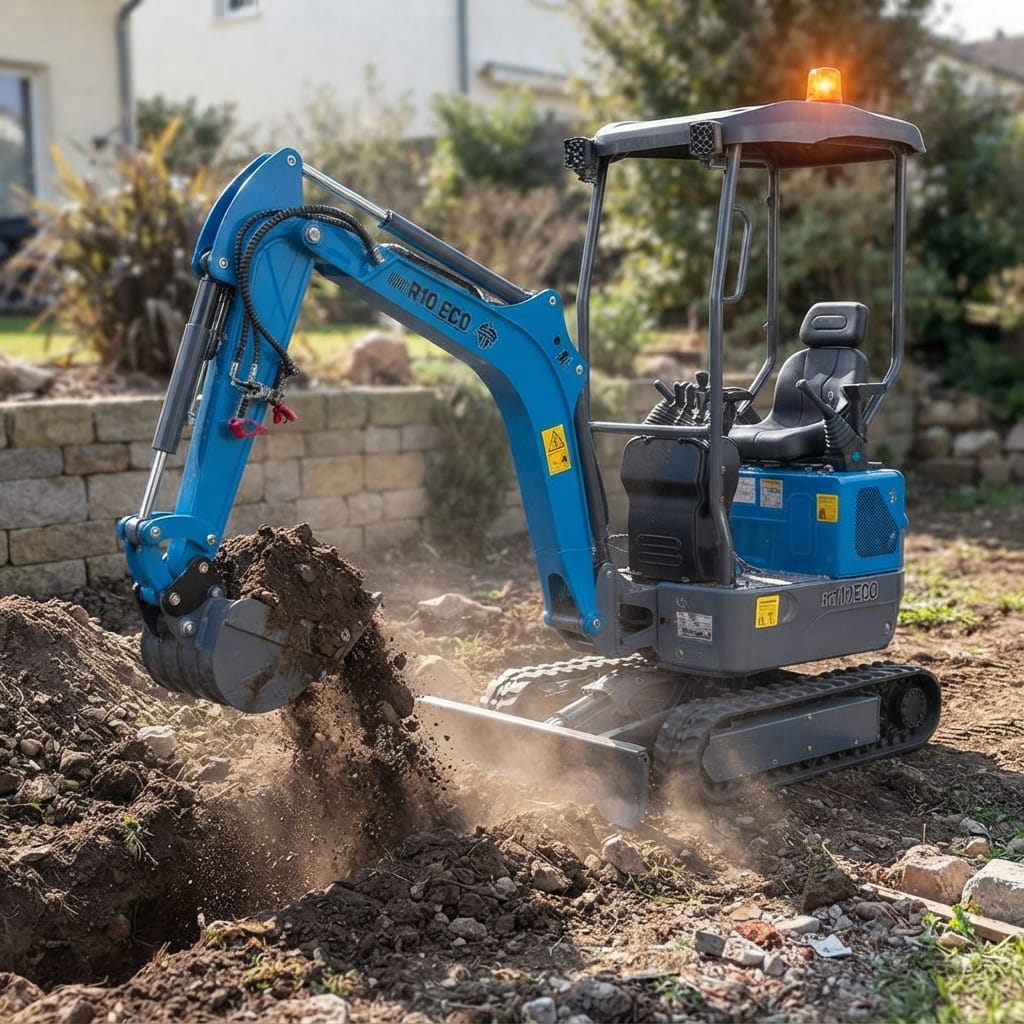 Miniexcavadora profesional de MaquinariaVR trabajando