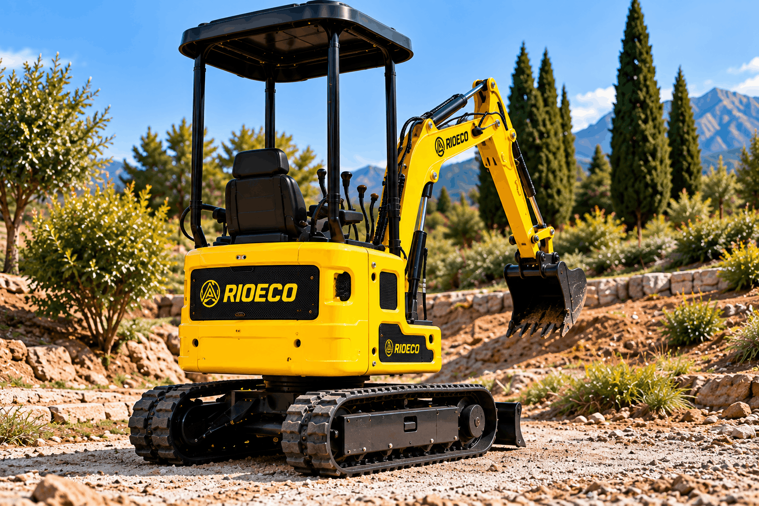 Miniexcavadora R319 trabajando